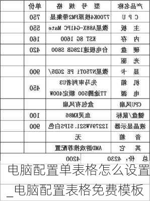 最新台式电脑配置表格详解，配置概览与深度解读